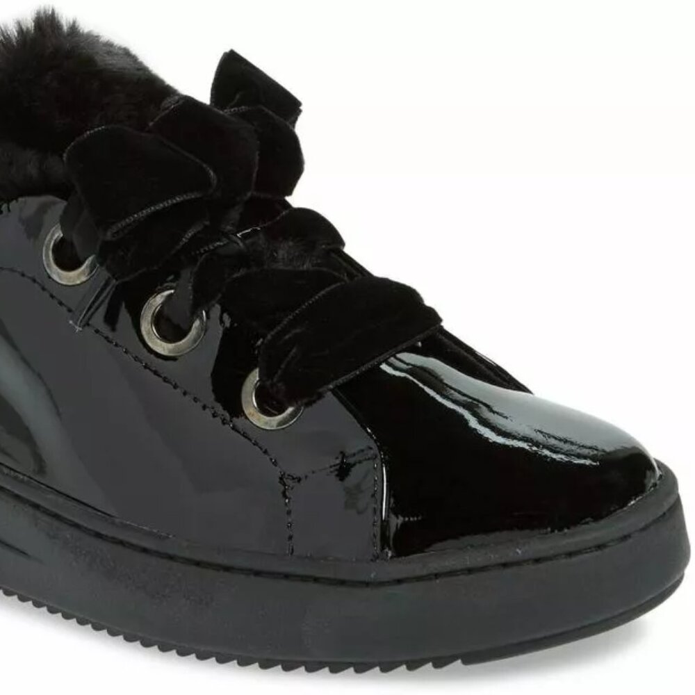 The FLEXX New Sneakers Fur Trim Wedge Leather Fashion Platform Shoe Women's 10